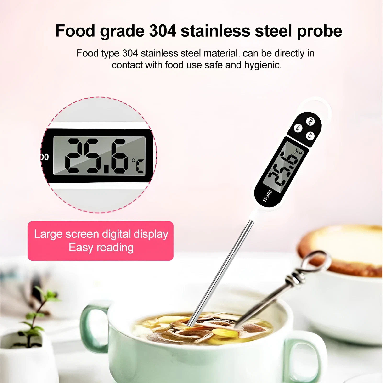 Digital Meat Thermometer Food Temperature Probe for Cooking BBQ Turkey Kitchen