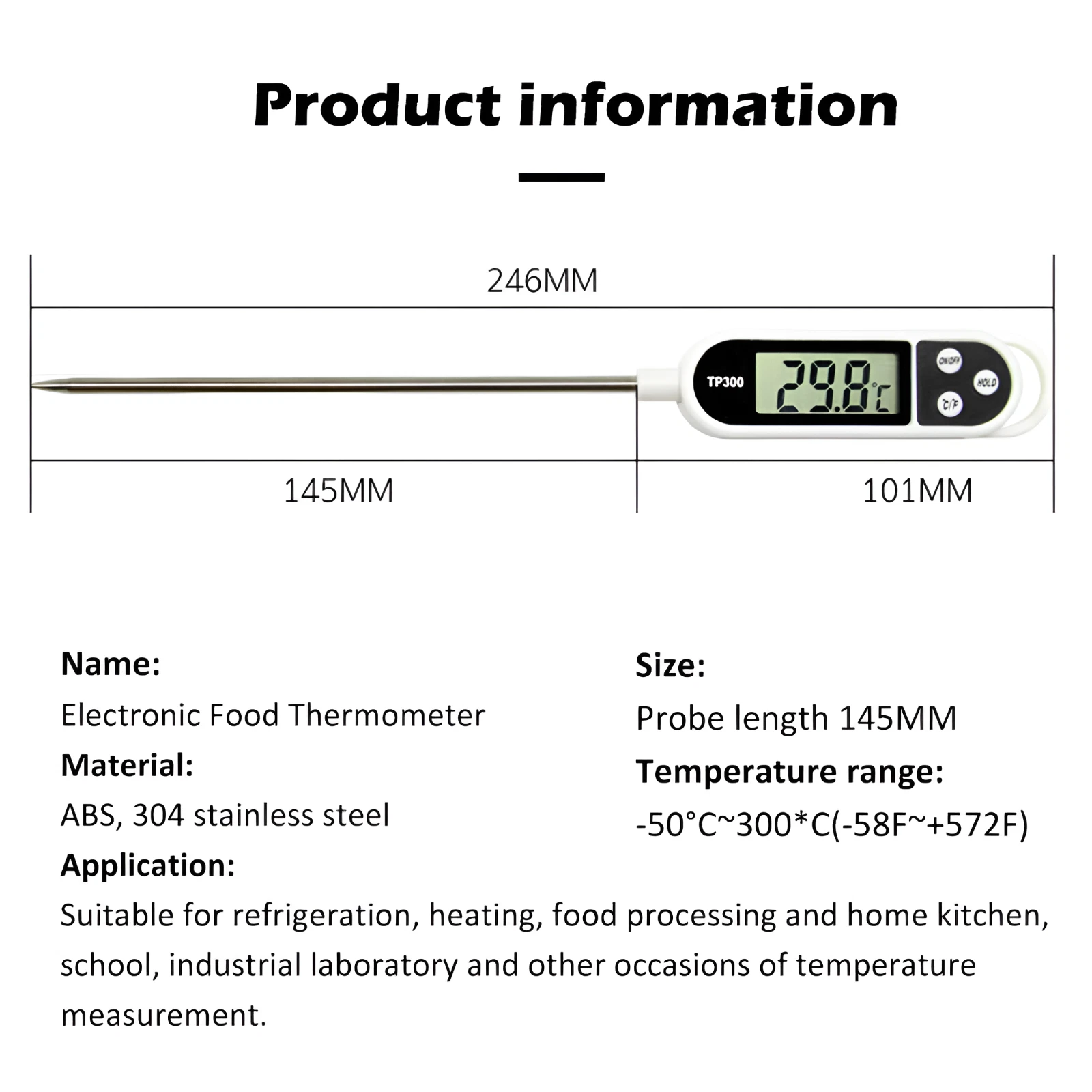 Digital Meat Thermometer Food Temperature Probe for Cooking BBQ Turkey Kitchen