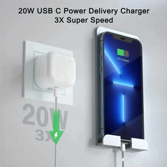 For iPhone 17 16 15 14 13 12 Pro Max X Fast 20W USB-C PD Plug Charger and Cable